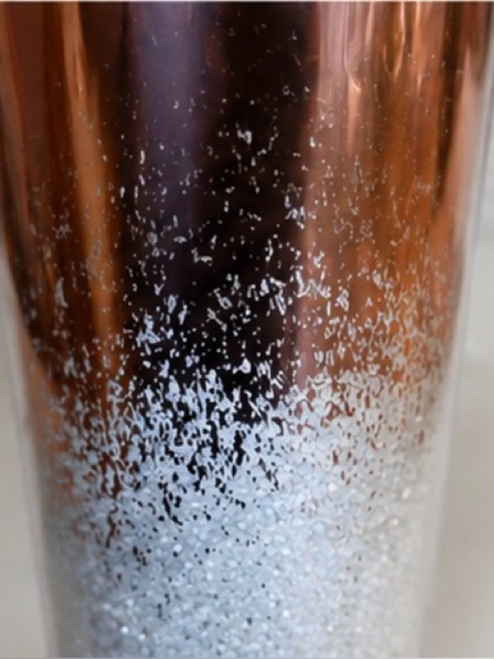 Starbucks Rose Gold Silver Glitter Ombre Travel Tumbler Coffee Cup